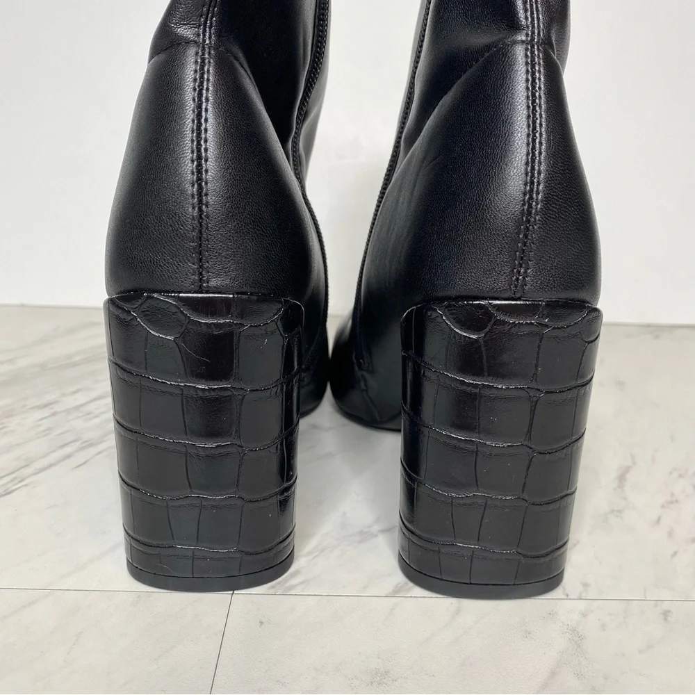 New! Franco Sarto Harmond Black Faux Leather Bootie 8 1/2 W